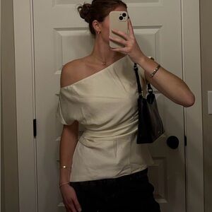 Commense Cream Puff Sleeve Asymmetrical Blouse